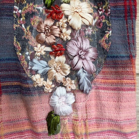 Aratta Silent Journey Flannel Shirt Jacket Patched Boho Grunge Ombre Bohemian - Picture 3 of 14